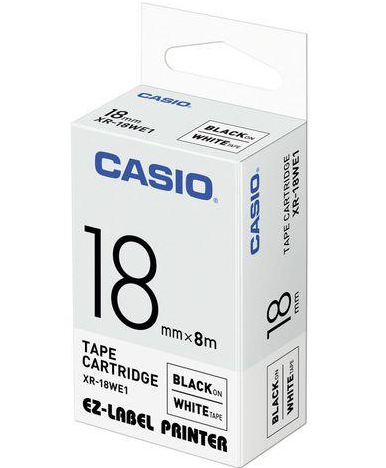 Taśma Casio XR-18WE1 18mm x 8m czarny nadruk/białe tło